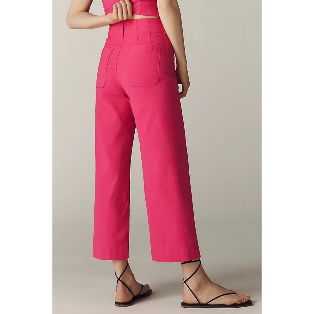 Maeve Anthropologie Linen Blend The Colette Wide Leg Pants Pink Womens 25